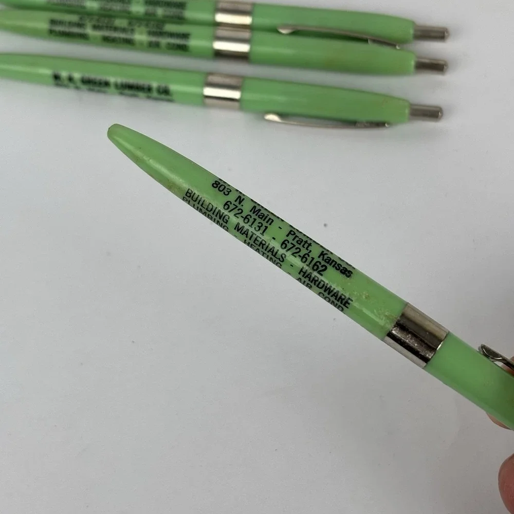 W. R. Green Lumber Co. Mechanical Pens (4) Gold Bond Promotional VTG Pratt, KS
